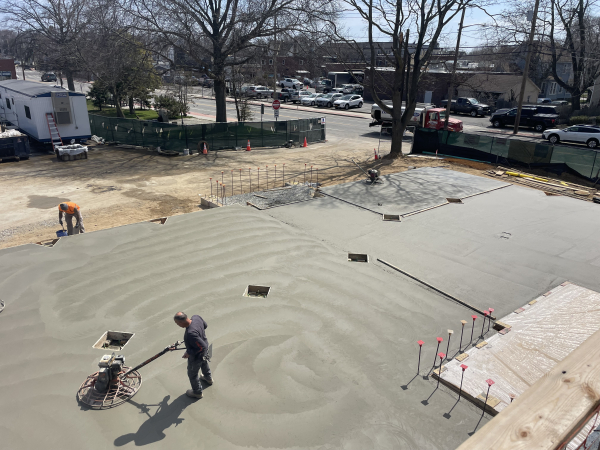 smoothing and drying concrete