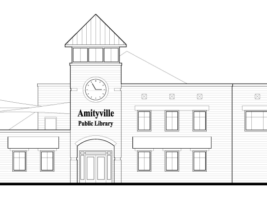 Architectural rendering of the new Amityville Public Library building