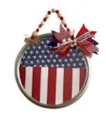 Pizza pan decorated with stars and stripes