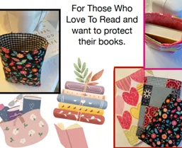 Images of books and various printed fabrics to protect the books.