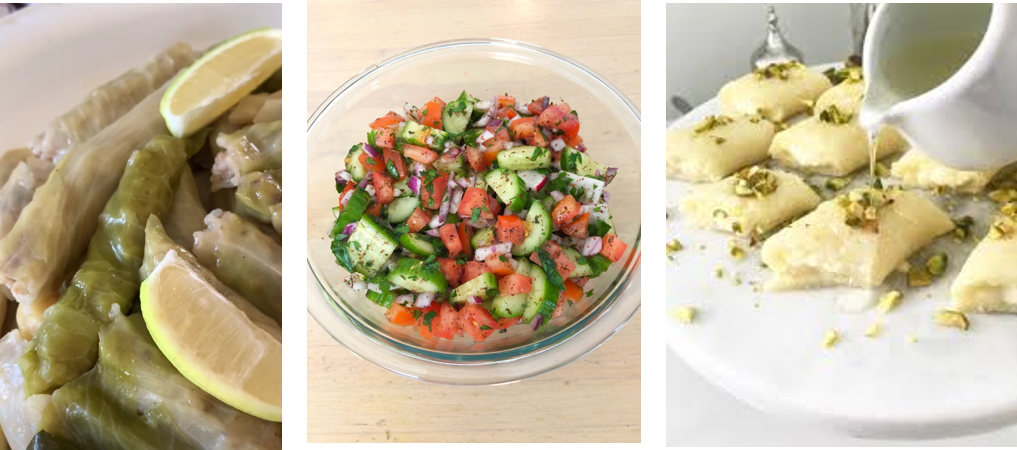 Stuffed Cabbage, Mediterranean salad  and sweet cheese and semolina roll.