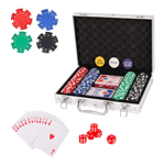 Poker set with chips, cards and dice