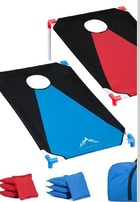 blue and red lightweight cornhole set