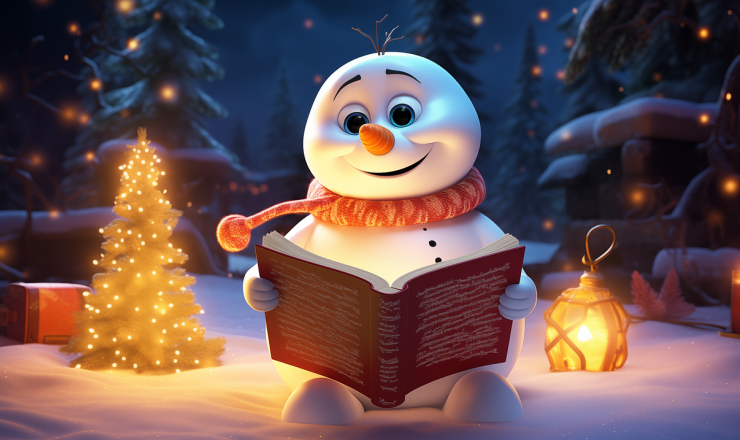 Snowman Reading Book